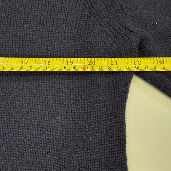 Victor Alfaro Merino Wool Navy Blue Chunky Knit Gold Button Cardigan SIZE XL - Picture 6 of 7